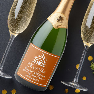 Burnt Orange Real Estate Company Custom Realtor Sparkling Wine Label