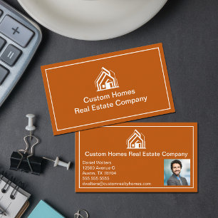 Burnt Orange Real Estate Company Realtor Photo Business Card