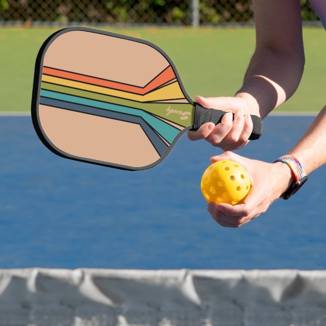 Burnt Orange Retro colour rocket launch  Pickleball Paddle (Insitu)