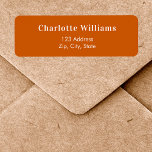 Burnt orange return address<br><div class="desc">A burnt orange coloured background. Personalise and add your name,  return address.  White text.</div>