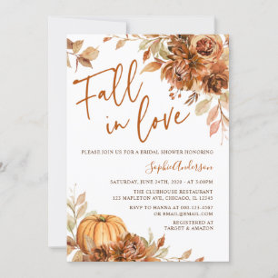 Burnt Orange Rust Boho Fall in Love Bridal Shower Invitation