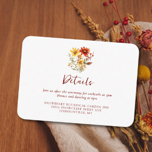 Burnt Orange Rust Floral Fall Wedding Enclosure Card