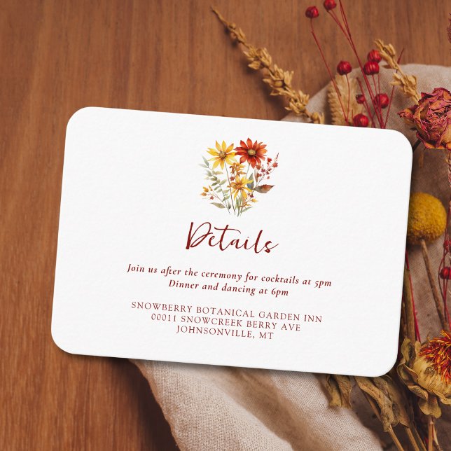 Burnt Orange Rust Floral Fall Wedding Enclosure Card (Creator Uploaded)
