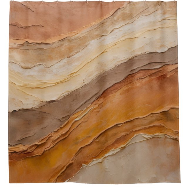 Burnt Orange Rust Terracotta Brown Abstract Shower Curtain (Front)