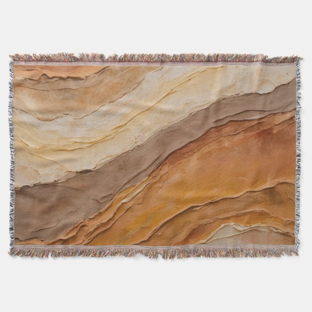 Burnt Orange Rust Terracotta Brown Abstract Throw Blanket (Front)