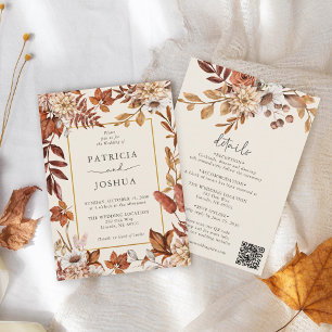 Burnt Orange Rustic Autumn Wedding Invitation