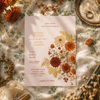 Burnt Orange Rustic Fall Leaves Autumn Wedding 