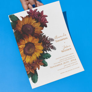 Burnt Orange Rustic Floral Wedding Invitation Postcard