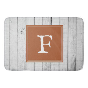 Burnt Orange Rustic Monogram Bath Mat