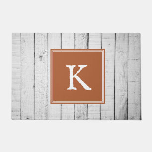 Burnt Orange Rustic Monogram Doormat