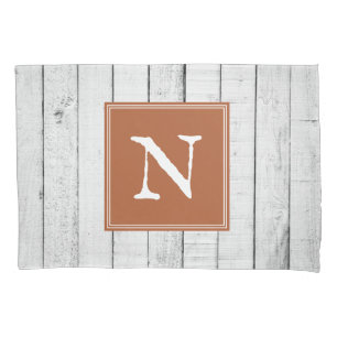 Burnt Orange Rustic Monogram Pillowcase
