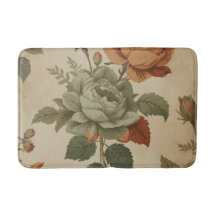 Burnt Orange Sage Green Vintage Floral Print