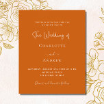 Burnt orange script budget wedding invitation flyer<br><div class="desc">Please note that this invitation is on flyer paper and very thin. Envelopes are not included. For thicker invitations (same design) please visit our store. 

Burnt orange background. Personalise and add your names and the details.
Back: dusty orange background.</div>