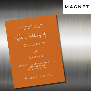 Burnt orange script luxury wedding magnetic invitation