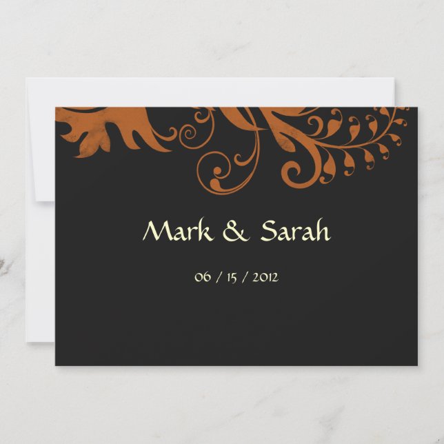Burnt Orange Scrolling Fern Invitation (Front)