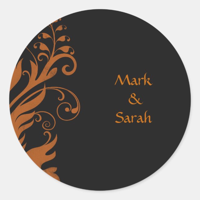 Burnt Orange Scrolling Fern Sticker (Front)