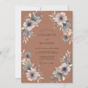 Burnt Orange Serene Autumnal Wedding Invitation