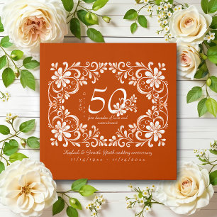 Burnt Orange Shabby Chic 50 Anniversary Guest Book