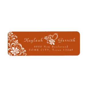 Burnt Orange Shabby Chic Return Address Label