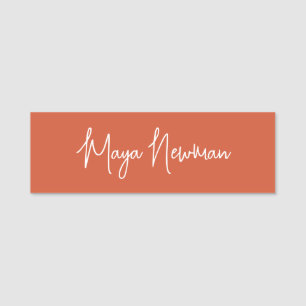 BURNT ORANGE SIGNATURE Modern Minimal Name Tag
