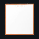 Burnt Orange Simple Modern Notepad<br><div class="desc">Burnt Orange Simple Modern Professional Border Notepad</div>