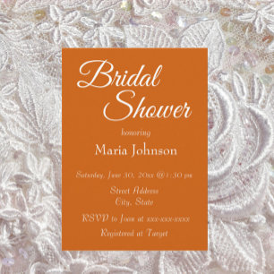 Burnt Orange Simple Style Bridal Shower Invitation
