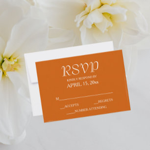 Burnt Orange Simple Style Wedding RSVP Card