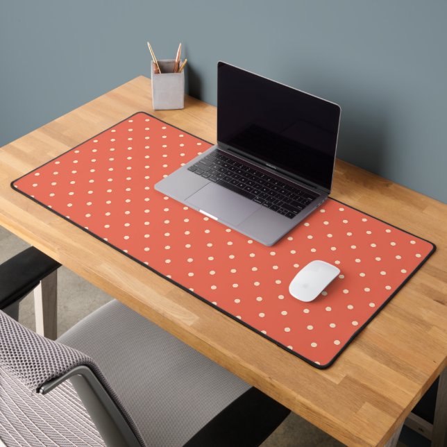 Burnt Orange Small White Spots Desk Mat (Office 2)