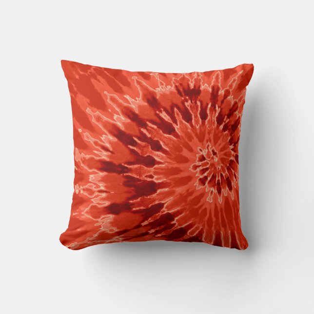 Burnt Orange Spiral Tie Dye Pillow (Front)