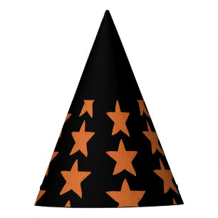 Burnt Orange Star Pattern Witchy Halloween Party Hat