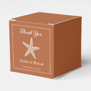 Burnt Orange Starfish Wedding Favour Boxes
