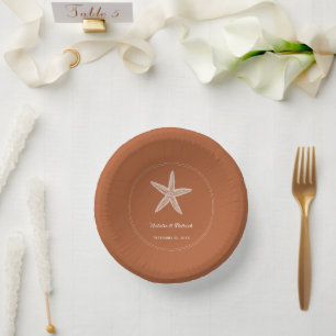 Burnt Orange Starfish Wedding Paper Bowls Paper Plate