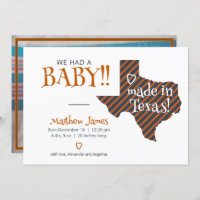 Burnt Orange Striped Made in Texas Photo Baby