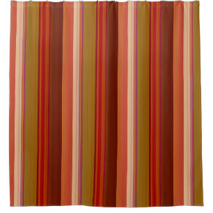 Burnt Orange Stripes Shower Curtain