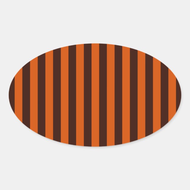 Burnt Orange Stripes Vertical Oval Sticker (Front)