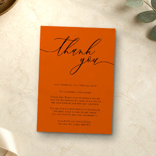 Burnt orange Stylish Calligraphy Photo Thank You Enclosure Card