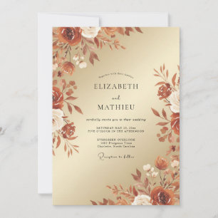 Burnt Orange Sumptuous Autumn Wedding Invitation