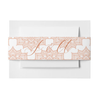 Burnt Orange Sunrise Mandala Summer Fall Wedding Invitation Belly Band