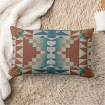 Burnt Orange Taupe Brown Teal Blue Tribal Art