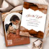 Burnt Orange Terracotta Agate Marble Wedding Photo