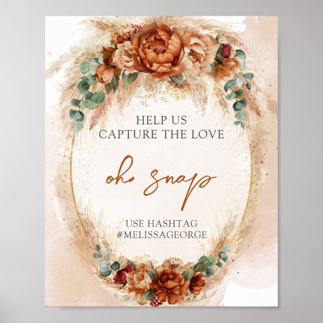 Burnt orange terracotta and greenery arch oh snap poster (Front)