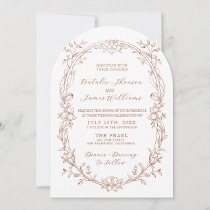 Burnt Orange Terracotta Boho Arched Photo Wedding Invitation