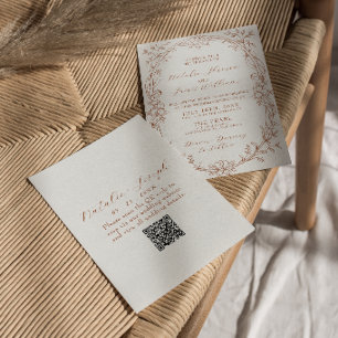 Burnt Orange Terracotta Boho QR Code Wedding Invitation