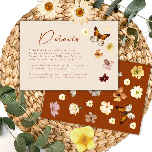 Burnt Orange Terracotta Boho Wedding Details Enclosure Card