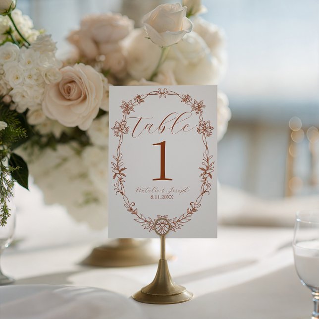 Burnt Orange Terracotta Boho Wedding Table Number (Creator Uploaded)