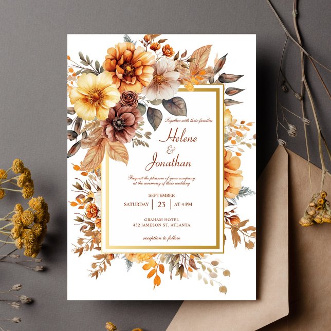 Burnt Orange Terracotta Garden Elegant Wedding Invitation (Burnt Orange Terracotta Garden Elegant Wedding Invitation)