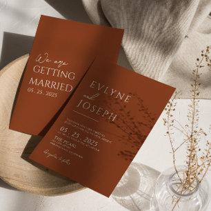Burnt Orange Terracotta Minimalist Boho Wedding Invitation