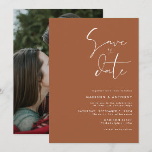 Burnt Orange Terracotta Modern Minimalist Wedding Invitation