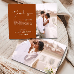 Burnt Orange Terracotta Photo Wedding Thank You