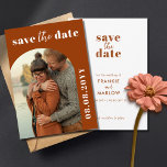 Burnt Orange Terracotta Save the Date Invitation<br><div class="desc">Are you looking for stylish save-the-date cards? Look no further! Check out this Burnt Orange Terracotta Save the Date Invitation. You can add your own photo and event details very easily by filling in the template fields. Happy customising!</div>